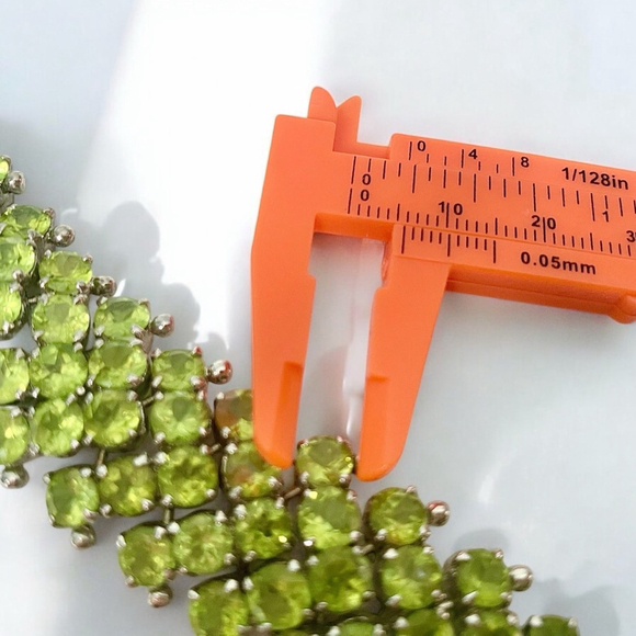 Encrusted Sterling & Natural Green Peridot Gemstone Bracelet, August Birthstone - Picture 10 of 11